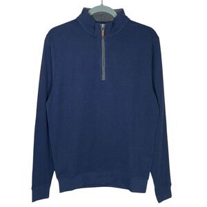 Collars & Co 1/4 Zip Mens S Pullover Navy Blue Heather Cloud Cotton Modal Preppy